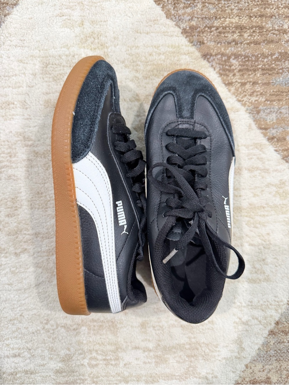 PUMA Kids Black & White Classic Gum Sole Sneakers